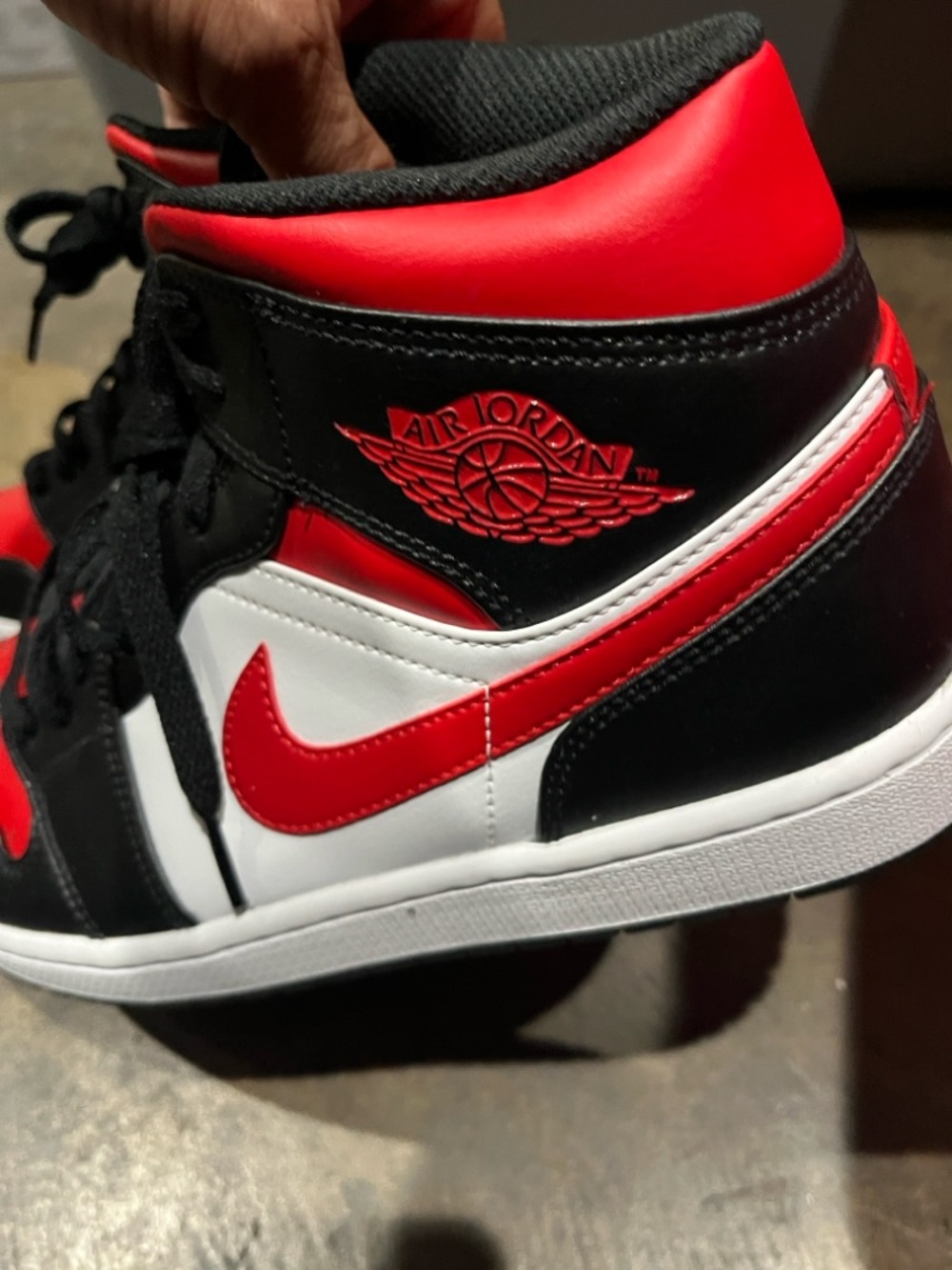 Nike Air Jordan Mid-Top Sneakers 554724-079 in Red, Black, and White